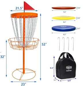 Portable Disc Golf Basket with 24 Heavy Duty Chains