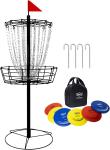 Portable Disc Golf Basket with 6 Discs and Bag