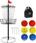 Portable Disc Golf Basket with 6 Discs and Bag