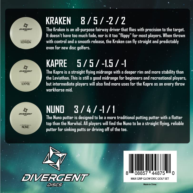 3-Piece Glow-in-the-Dark Disc Golf Set by Divergent