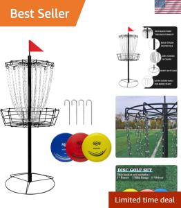 Portable Disc Golf Basket with 24 Heavy Duty Chains