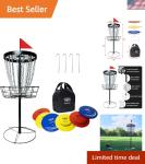Portable Disc Golf Basket with 24 Chains & 6 Discs