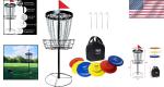 Portable Disc Golf Basket with 24 Chains & 6 Discs