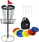 Portable Disc Golf Basket with 24 Chains & 6 Discs