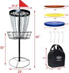 Portable Disc Golf Basket with 24 Chains & 6 Discs