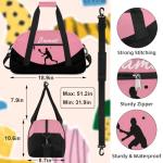 Herdesigns Custom Pickleball Gym Duffel Bag for Men, Ball Personalized Name Travel Sport Tote Bags Custom Overnight Weekender Bags, Pink