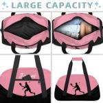 Herdesigns Custom Pickleball Gym Duffel Bag for Men, Ball Personalized Name Travel Sport Tote Bags Custom Overnight Weekender Bags, Pink