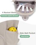 Pickleball Bag, Pickleball Backpack with Shoe Compartment and Paddle Slots, Large Sports Gym Backpack with Wet Pocket and Fence Hook for Women Men, Camel
