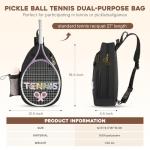 Ohlukies Tennis Bags for Women, Waterproof Crossbody Sling Pickleball backpack,Tennis Racket Bag,Ideal Gift for Girls Sports Lovers (Black)