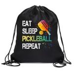 rofiowa Eat Sleep Pickleball Repeat Drawstring Backpack For Men Women, Waterproof Sport Sackpack For Pickleball Lover Pickleball Fan, Funny Birthday Christmas String Gym Bag Gifts For Dad Mom