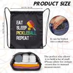 rofiowa Eat Sleep Pickleball Repeat Drawstring Backpack For Men Women, Waterproof Sport Sackpack For Pickleball Lover Pickleball Fan, Funny Birthday Christmas String Gym Bag Gifts For Dad Mom