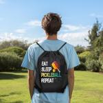 rofiowa Eat Sleep Pickleball Repeat Drawstring Backpack For Men Women, Waterproof Sport Sackpack For Pickleball Lover Pickleball Fan, Funny Birthday Christmas String Gym Bag Gifts For Dad Mom