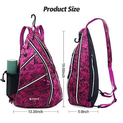 Camouflage Rose Pickleball Bag with Adjustable Water Bottle Holder