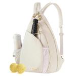 VELADAY Pickleball Bag for Women Chic Quilted Sling Bag, Fits 2 Paddles, Lightweight Weatherpoorf for Court & Daily Use, Beige