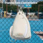 VELADAY Pickleball Bag for Women Chic Quilted Sling Bag, Fits 2 Paddles, Lightweight Weatherpoorf for Court & Daily Use, Beige