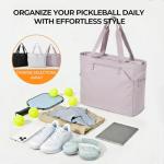 Orelaventino Pickleball Bag for Women Men, Large Pickleball Tote Holds 2-4 Rackets, Pickleball Bags with Shoe Compartment & Water Bottle Pocket, Pickleball Gifts, Water-Resistant & Lightweight (Pink)
