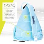 Franklin Sports Pickleball Sling Bag - Pickleball Backpack for Men & Women - Holds 6 Paddles, Balls & Accessories - Carolina Blue
