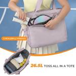 Orelaventino Pickleball Bag for Women Men, Large Pickleball Tote Holds 2-4 Rackets, Pickleball Bags with Shoe Compartment & Water Bottle Pocket, Pickleball Gifts, Water-Resistant & Lightweight (Pink)