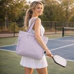 Orelaventino Pickleball Bag for Women Men, Large Pickleball Tote Holds 2-4 Rackets, Pickleball Bags with Shoe Compartment & Water Bottle Pocket, Pickleball Gifts, Water-Resistant & Lightweight (Pink)