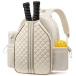 Sucipi Pickleball Bags for Women Lightweight Stylish Quilted Large Pickleball Rackets Paddle Bag Backpack, Pearl Beige