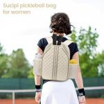Sucipi Pickleball Bags for Women Lightweight Stylish Quilted Large Pickleball Rackets Paddle Bag Backpack, Pearl Beige