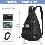 SunForMorning Pickleball Bag, Tactical Pickleball Backpack for Women Men, Adjustable Sling Bag with Fence Hook Water Bottle (Includes 2 Patches+1Carabiner), Black CM