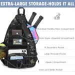 SunForMorning Pickleball Bag, Tactical Pickleball Backpack for Women Men, Adjustable Sling Bag with Fence Hook Water Bottle (Includes 2 Patches+1Carabiner), Black CM