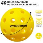 CYCLOTRON6-Pack Premium Pickleball Balls - USAP Approved, 40 Holes Outdoor/Indoor Pickle Balls with Bag, Perfectly Balanced, High Bounce True Flight, Pickle Ball for Tournament Play (Yellow)