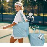 Pickleball Tote Bag for Women with Fence Hook, Quilted Pickleball Bag Holds 3-4 Paddles with Shoe Compartment & Wet Pocket