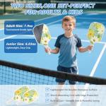 Fostoy Portable Pickleball Net with Wheels, Pickleball Set with 4 Fiberglass Paddles & 6 Pickleballs, Carry Bag, for Backyards Driveways and Garages (22ft & 11ft Net with 4 Fiberglass Paddles)