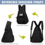 SunForMorning Pickleball Bag, Tactical Pickleball Backpack for Women Men, Adjustable Sling Bag with Fence Hook Water Bottle (Includes 2 Patches+1Carabiner), Black