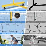 Fostoy Portable Pickleball Net with Wheels, Pickleball Set with 4 Fiberglass Paddles & 6 Pickleballs, Carry Bag, for Backyards Driveways and Garages (22ft & 11ft Net with 4 Fiberglass Paddles)