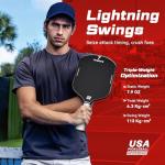 Pickleball Paddle with T700 Raw Carbon Fiber Surface & 16mm STR-Core Power Polymer Core, Premium Pickle Ball Racket Designed for Ultimate Spin & Consistency, USAPA Approved