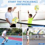 Fostoy Portable Pickleball Net with Wheels, Pickleball Set with 4 Fiberglass Paddles & 6 Pickleballs, Carry Bag, for Backyards Driveways and Garages (22ft & 11ft Net with 4 Fiberglass Paddles)