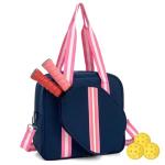 SPELIKO Cute Women's Pickleball Sling Bag Tote, Navy Striped