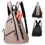 Convgo Pickleball Bag for Women and Men, Adjustable Pickle Ball Backpack, 2 in 1 Sports Sling Bag for Pickleball Paddles with Water Bottle Holder, Pink