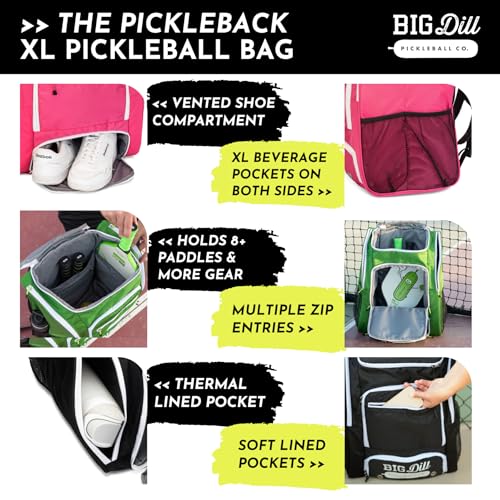 Big Dill Pickleball Co. Pickleback Backpack | Large & Insulated Pickleball Bag