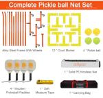 Zdgao Portable Pickleball Net with Wheels and Pickleball Paddles of 4, 22FT Pickleball Net Outdoor Pickle Balls, Court Marking Kit, and Carrying Bag for Family, Home