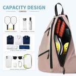 Convgo Pickleball Bag for Women and Men, Adjustable Pickle Ball Backpack, 2 in 1 Sports Sling Bag for Pickleball Paddles with Water Bottle Holder, Pink