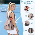 Convgo Pickleball Bag for Women and Men, Adjustable Pickle Ball Backpack, 2 in 1 Sports Sling Bag for Pickleball Paddles with Water Bottle Holder, Pink