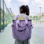 GIBZ Tennis Bag for Women, Quilted Rackets Backpack & Tote Waterproof, Large Lightweight Bags Holds for Pickleball, Badminton, Purple