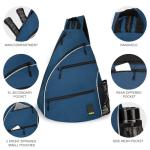 Goloni Pickleball Bag for Women Men, Convertible Pickleball Backpack Sling Bag with Fence Hook, Waterproof Polyester Paddle Bag with Multiple Compartments,Blue