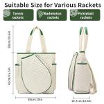 GIBZ Tennis Bag for Women, Quilted Rackets Backpack & Tote Waterproof, Large Lightweight Bags Holds for Pickleball, Badminton, Purple