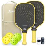 Joysent Pickleball Paddles Set, USAPA Approved Carbon Fiber Pickleball Set of 2 with Beginner Pickleball Rackets, Indoor Outdoor Pickle Balls for Adults Men Women, JT-1