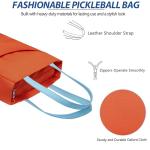 ECLSDL Pickleball Bag for Women, Stylish Orange Tote Bag Holds 2 Paddles, Balls and Clothes with Compartments, Utility Oxford Nylon Leather-Strap Shoulder Handbag for Sport, Gym, Travel