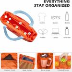ECLSDL Pickleball Bag for Women, Stylish Orange Tote Bag Holds 2 Paddles, Balls and Clothes with Compartments, Utility Oxford Nylon Leather-Strap Shoulder Handbag for Sport, Gym, Travel