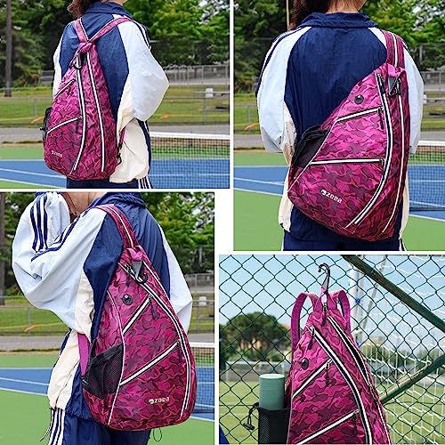 Camouflage Rose Pickleball Bag with Adjustable Water Bottle Holder