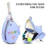 NZNDB Tennis Bags for Women Girl, Tennis Sling Crossbody Backpack, Water Resistant Tennis Bag for Pickleball, Tennis, Racketball (Blue)