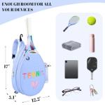 NZNDB Tennis Bags for Women Girl, Tennis Sling Crossbody Backpack, Water Resistant Tennis Bag for Pickleball, Tennis, Racketball (Blue)