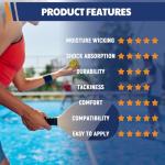 JAYA Pickleball Paddle Grip Tape, Pack of 2 Pickleball Overgrip Wrap, Black